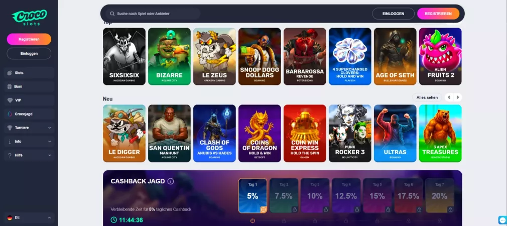 Crocoslots Casino – Willkommenspaket 8.000 € Bonus + 400 Freispiele jetzt sichern